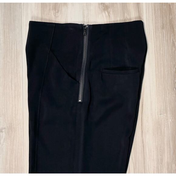 ALC Wide Leg Crop Trousers sz 2 Black 22" Inseam Side-Zip Viscose - Picture 2 of 16